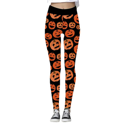 Halloween Women's Yoga Pants Pumpkin Skull