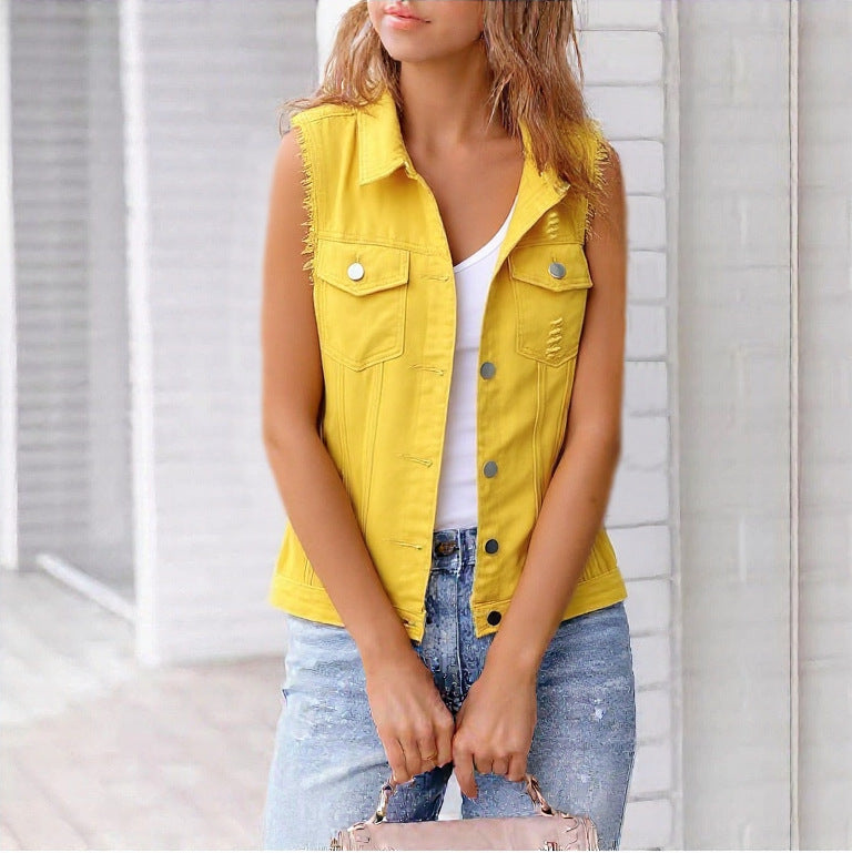 Denim Vest Jacket For Spring And Summer