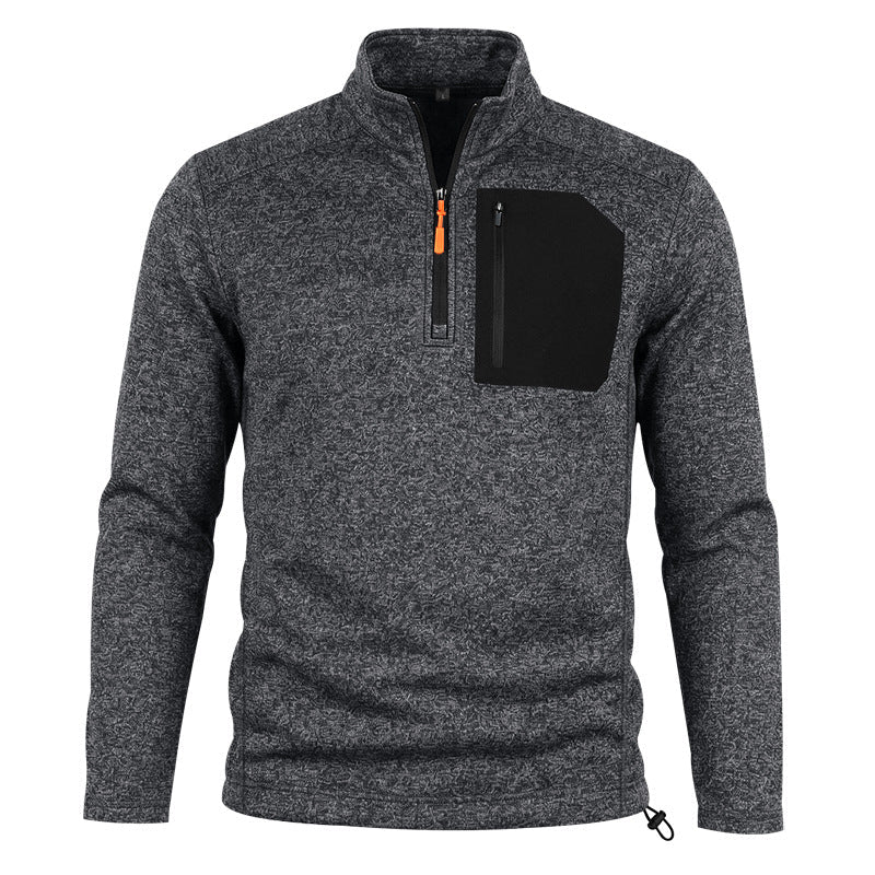 Fleece-lined Half-zip Casual Thermal Hoodie