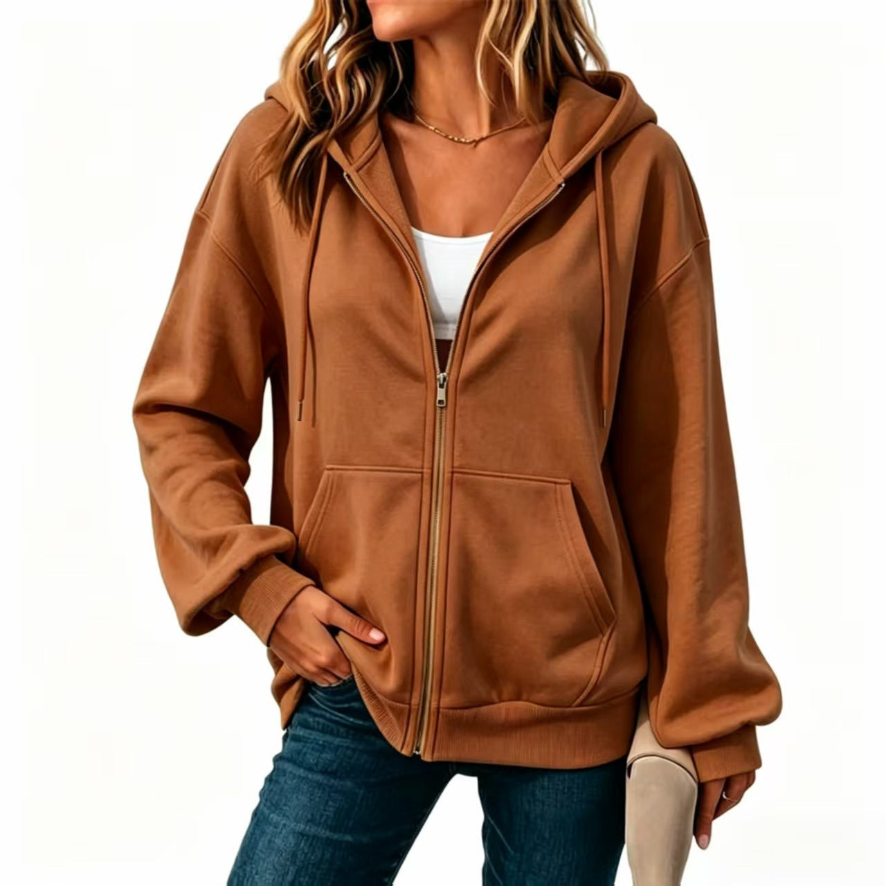 Casual Cardigan With Dropped Shoulders And Long Sleeves
