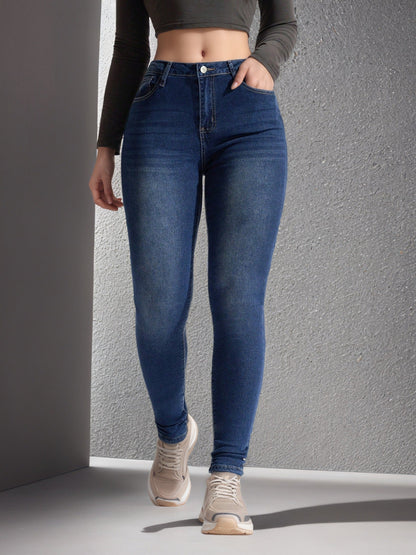 Stretchy Slim-fit Skinny Jeans High-waisted With Tummy-control Design