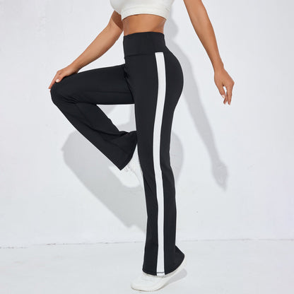 Cross-Border European And American New Style Side Stripe Patchwork High-Waisted Sports Fitness Casual Wide-Leg Yoga Pants For Women