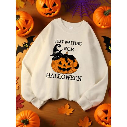 Just Waiting For Halloween Pumpkin Design Sweats