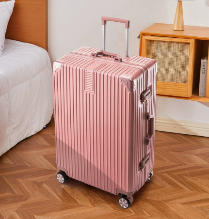Womens Trolley Suitcase Large Capacity Durable Leather With A Lock And Zipper