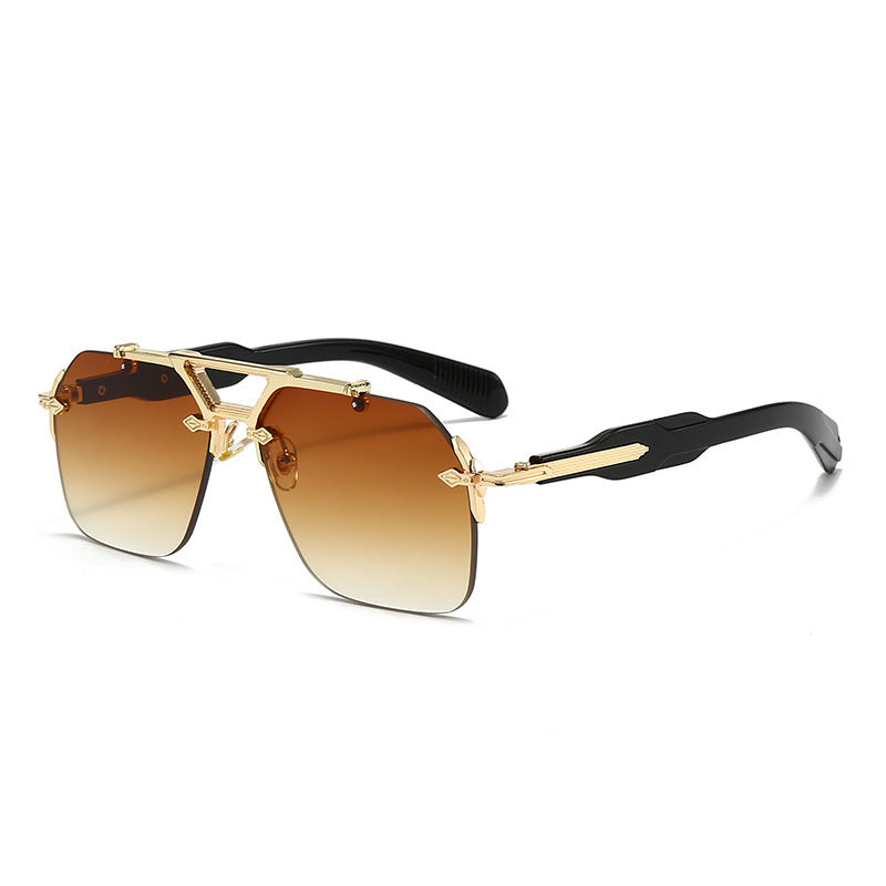 Metal Double-bridge Oversized Sunglasses