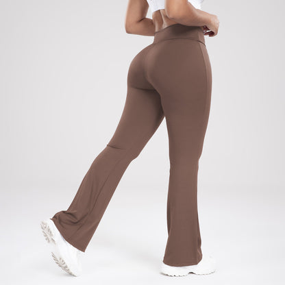 Women Crisscross Waist Flared Yoga Pants Slim Fit Outdoor Sports Casual Bell Bottom Active Trousers