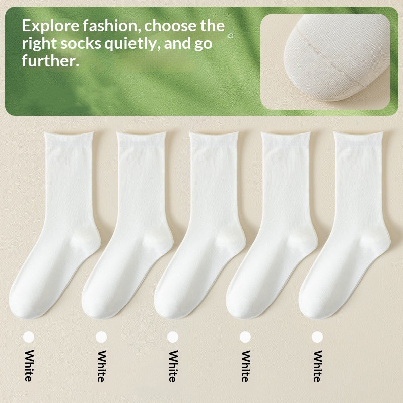 Springsummer Mid-calf Socks For Women Made Of Silk
