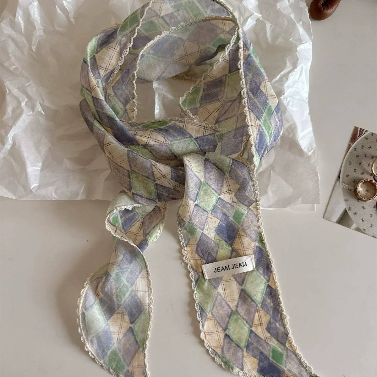 Korean-style Retro Floral Long Silk Scarf