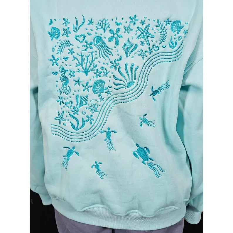 Womens Fleece-lined Hooded Long-sleeve Sweatshirt For Fall And Winter