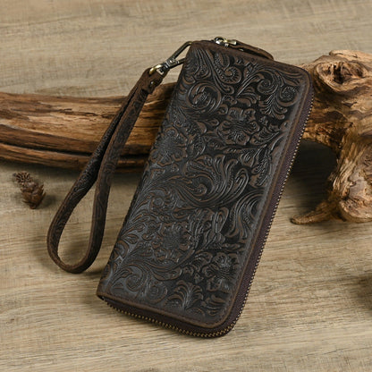 Mens Zip-around Multi-card Clutch Wallet
