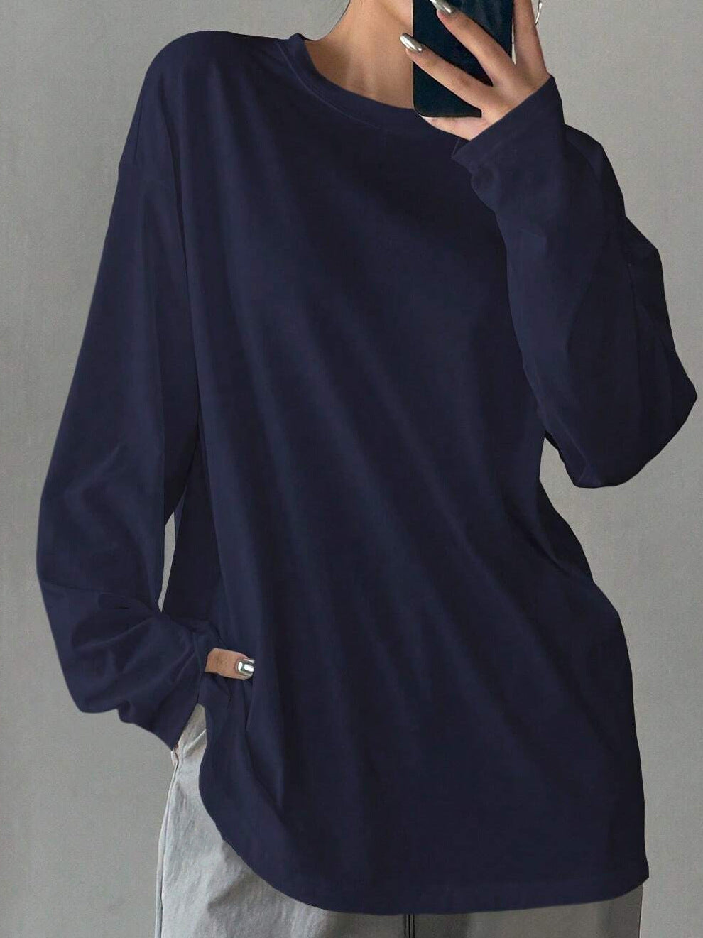 Interior Sunscreen Round Neck Long Sleeve Women's T-shirt Top