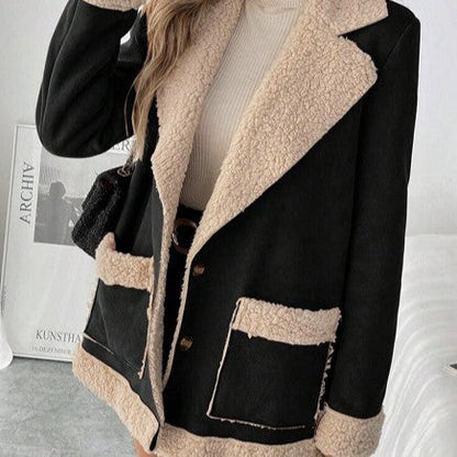 Suede-and-corduroy-blend Lambswool Coat For Women