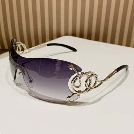 Cobra-shaped Sporty Rimless Side-cut Sunglasses