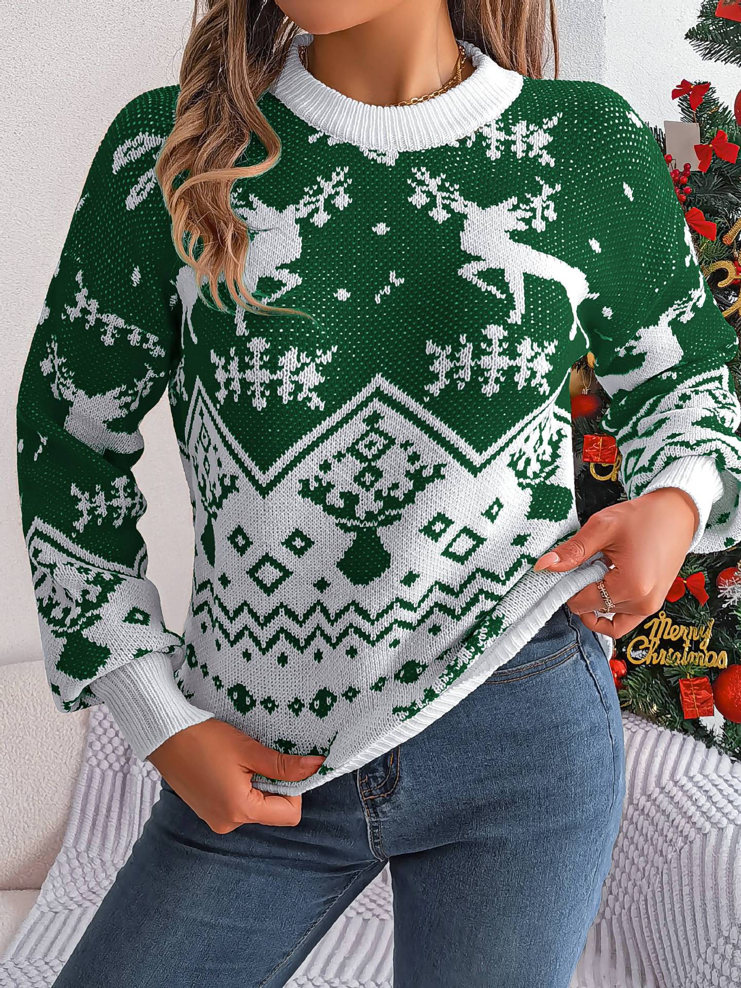 2025 Deer Pattern Hoodie, Women's Christmas Sweater