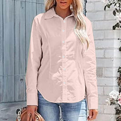 Lapel Long Sleeve Cotton Linen Button Slim Shirt