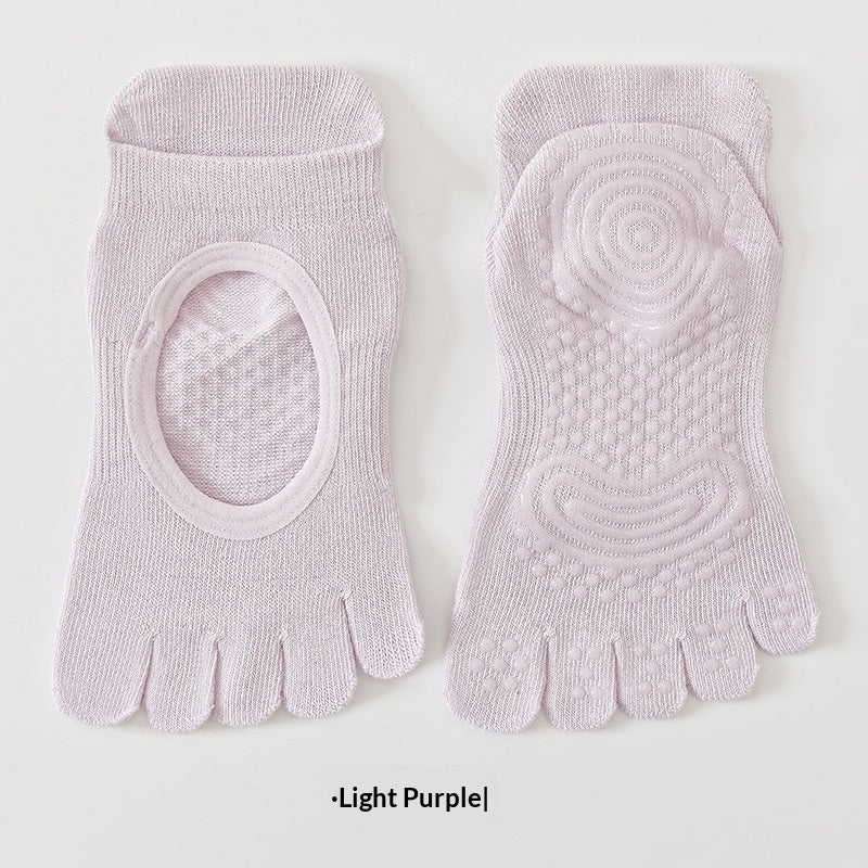 SpringSummer Womens Toe Yoga Socks With Cutout Heels And Backless Design