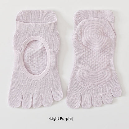 SpringSummer Womens Toe Yoga Socks With Cutout Heels And Backless Design