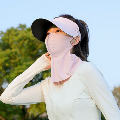 Womens All-in-One Sun-Protective Hat With Wide Brim And Seamless Design For Face And Neck