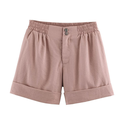 Casual Shorts With A Curled Hem Western Style