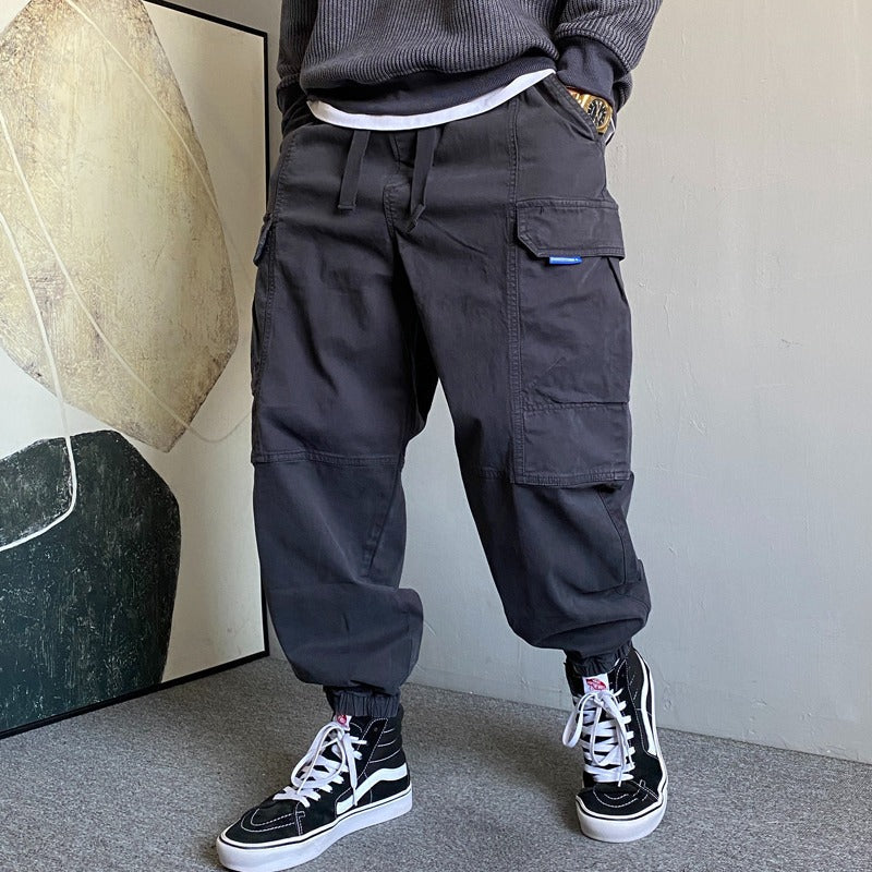 Casual Cargo Pants With Large Pockets Mens Loose-fit And Versatile