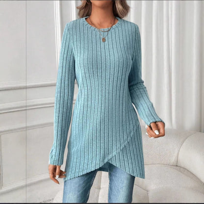 New Womens European And American-style Round-neck Casual Long-sleeve Top