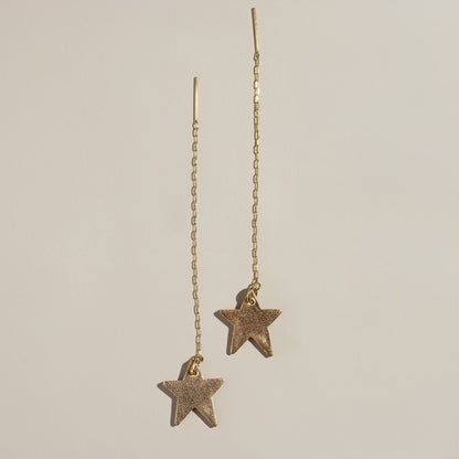 Gold Satin Delta Star Threader Earrings
