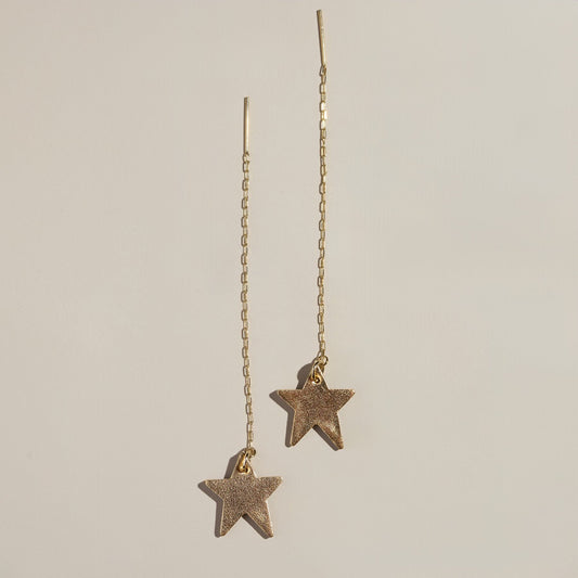 Gold Satin Delta Star Threader Earrings