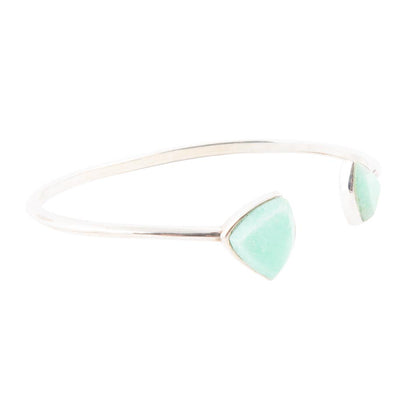 Green Chrysophase Open Sterling Silver Cuff Bracelet