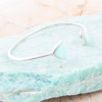 Green Chrysophase Open Sterling Silver Cuff Bracelet