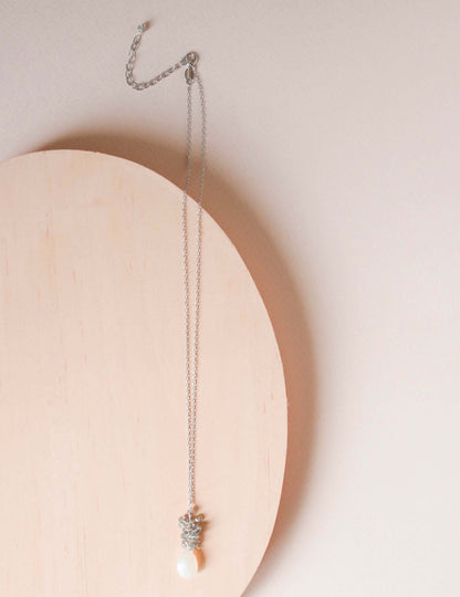 White Chalcedony Silver Cluster Necklace