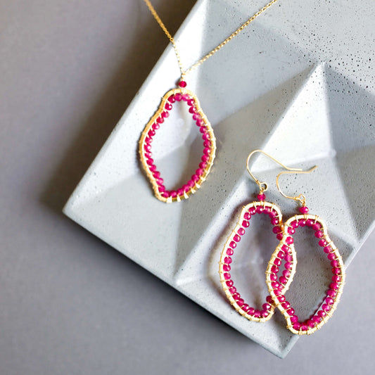 Ruby Quartz Freestyle Pendant Necklace
