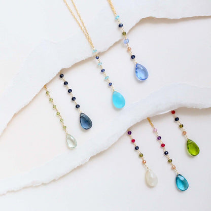 White Chalcedony Rainbow Yoga Pendant