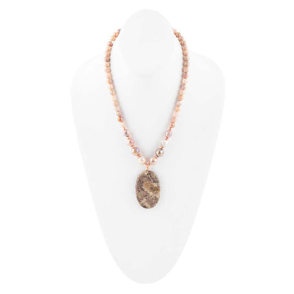 Jasper Slab in Pink Necklace