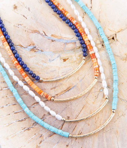 Little Bit Turquoise Golden Bar Necklace