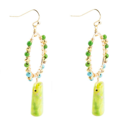 Margarita Green Jasper Golden Drop Earrings