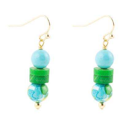 Margarita Mixed Blue and Green Golden Drop Earrings
