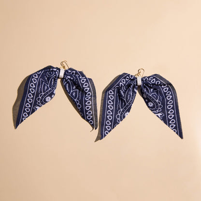 Navy Bandana Statement Earrings