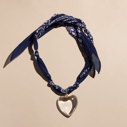 Navy Bandana Charm Necklace