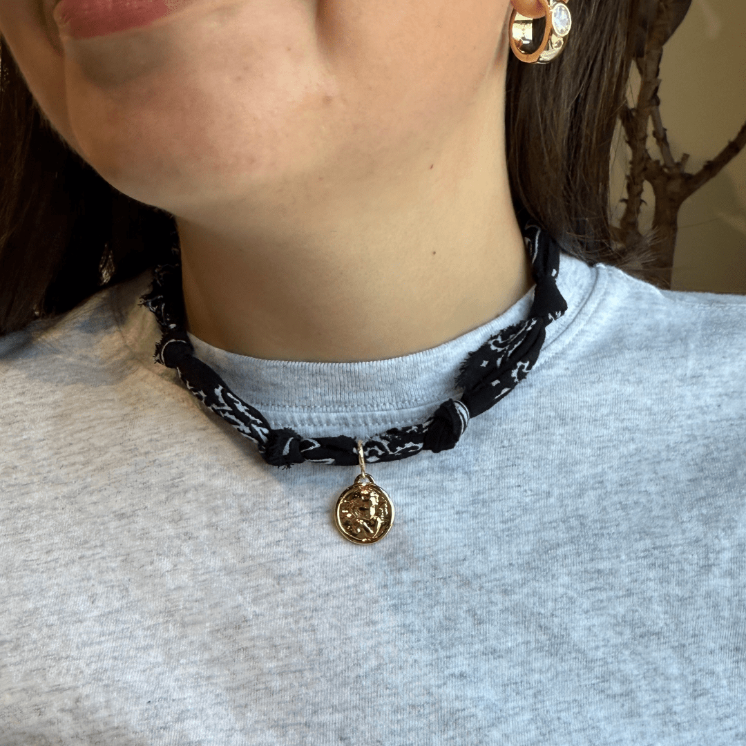 Navy Bandana Charm Necklace