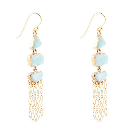 Ohana Blue Larimar Golden Chandelier Drop Earrings