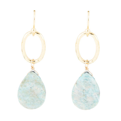 Pretty Drops of Blue Amazonite Golden Drop Earrings