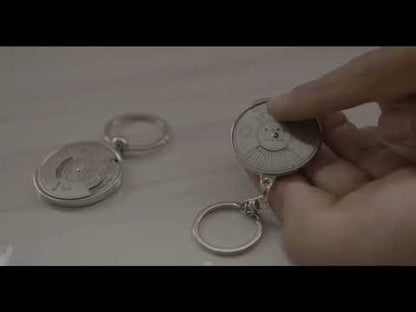 Mini Perpetual Calendar Keychain Unique Metal Keyring Zinc Alloy Sun Moon Carving 2010 to 2060 Calendar Key Ring Creative Gifts