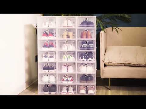 6pcs Fold Plastic shoe boxes storage box shoes box thickened dustproof shoe organizer box superimposed combination shoe cabinet