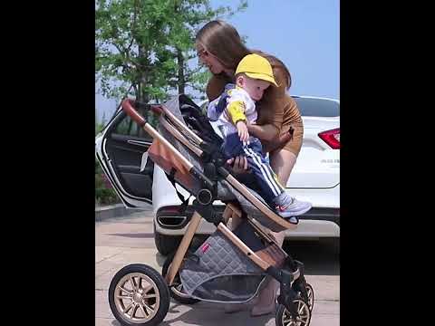 Luxury Leather High Landscape Baby Car: Fashion 3 in 1 Folding Prams Portable Travel Baby Stroller Carriage