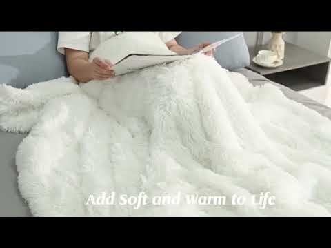 Cozy Double-Sided Fluffy Blanket: Warm Winter Bedspread, Plush Sofa Cover, and Stylish Home Decor Accent