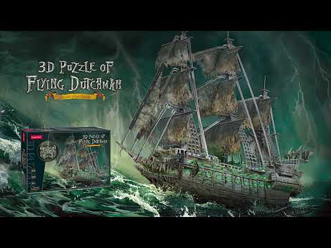 CubicFun 3D Puzzles Green LED Flying Dutchman Pirate Ship Model 360 Pieces Kits Lighting Building Ghost Sailboat Gifts for Adult