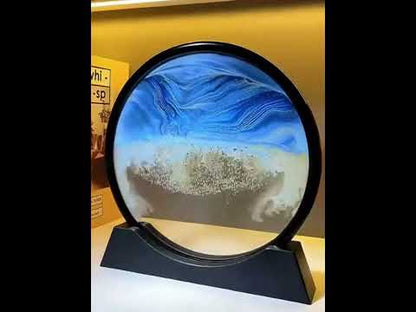 Round Glass 3D Deep Sea Sandscape: Moving Sand Art Picture for Relaxing Desktop Home Office Decoration