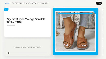 Stylish Buckle Wedge Sandals for Summer by@Outfy