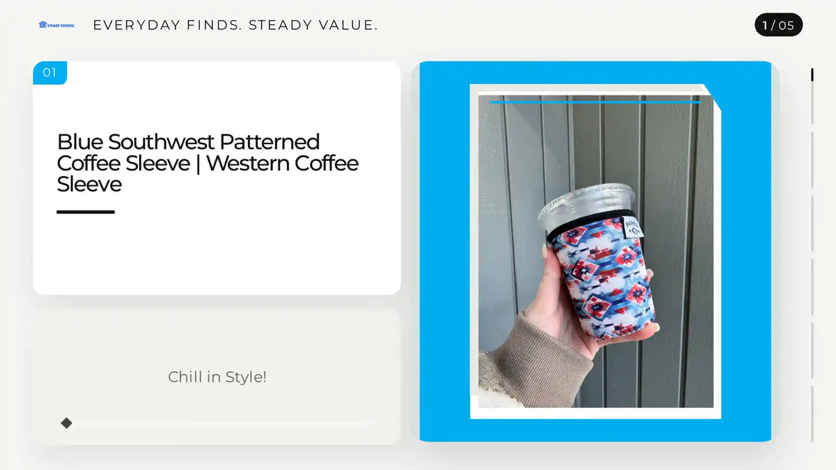 Blue Southwest Patterned Coffee Sleeve | Western Coffee Sleeve by@Outfy