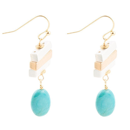Pueblo Blue Magnesite and Mixed Metal Drop Earrings